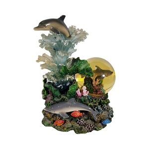 Vintage 90's Sankyo Dolphin Snow Globe Motion & Music Fantasie Impromptu Coastal